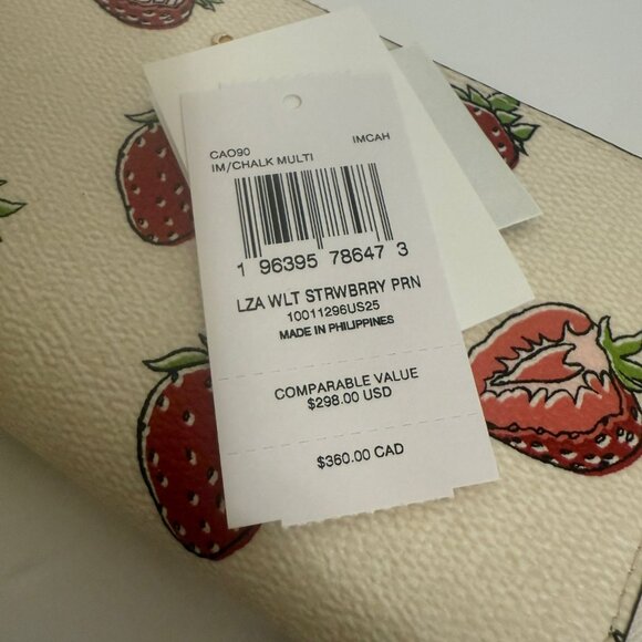 coach Long Zip Around Wallet With Strawberry Print cao90 - Picture 7 of 7
